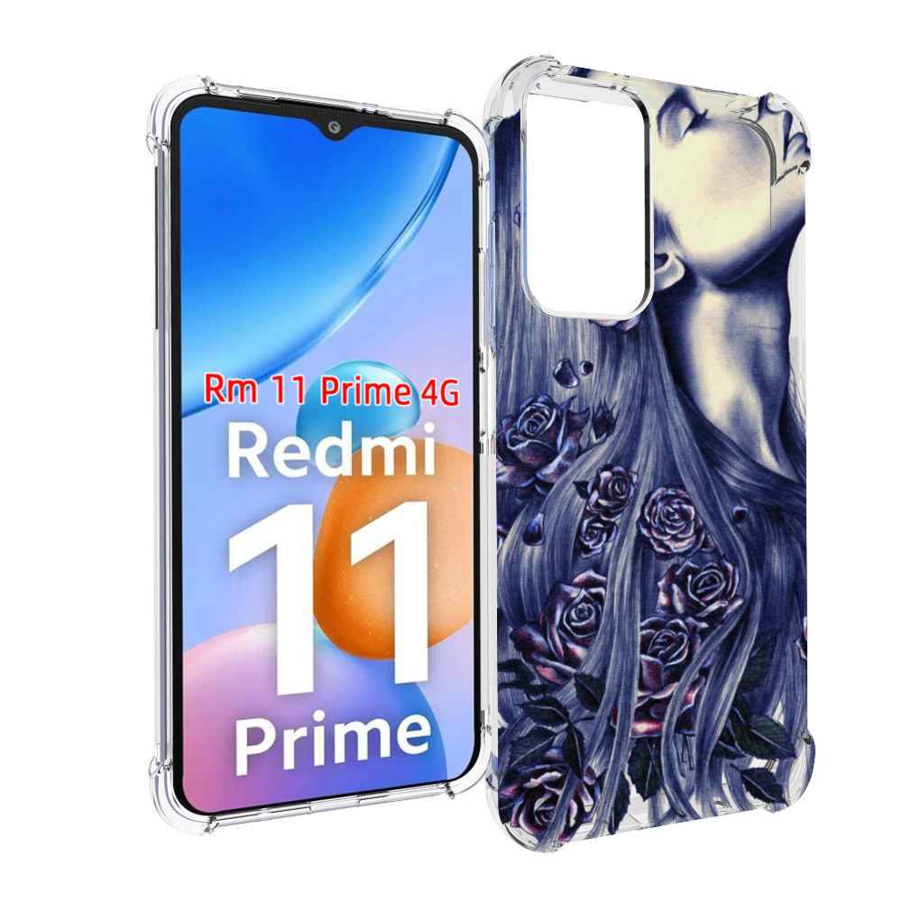 

Чехол MyPads Девушка с розами женский для Xiaomi Redmi 11 Prime 4G, Прозрачный, Tocco