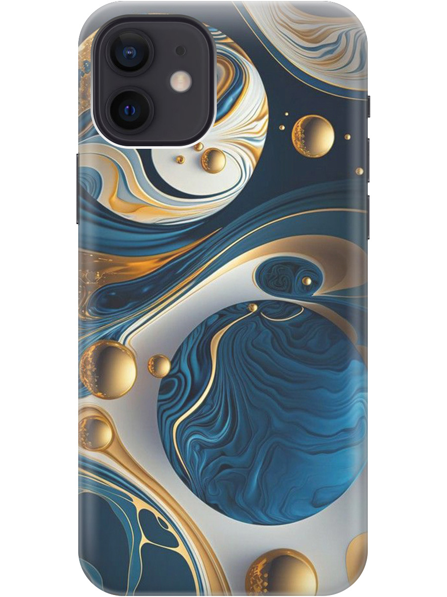 

Силиконовый чехол на Apple iPhone 12 / 12 Pro с рисунком "Сине-золотые фигуры" прозрачный, Желтый;синий, 20000443