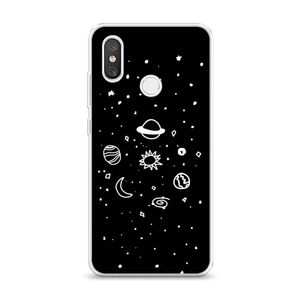 

Чехол на Xiaomi Mi 8 "Дудл солнечной системы", Бежевый;серый, 33550-2