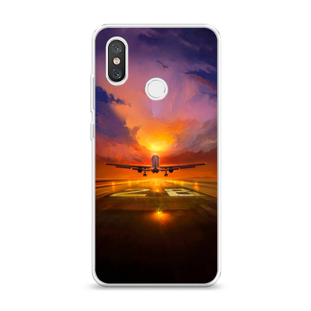 

Чехол на Xiaomi Mi 8 "Самолет на посадке", Оранжевый;синий, 33550-6