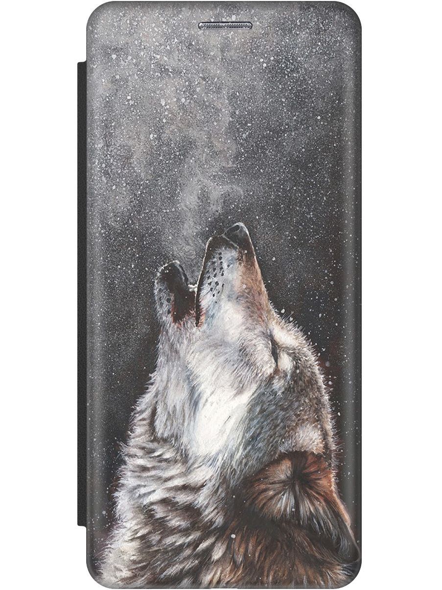 

Чехол-книжка на Samsung Galaxy A14 c принтом "Морозный волк" черный, Белый;коричневый, 158817