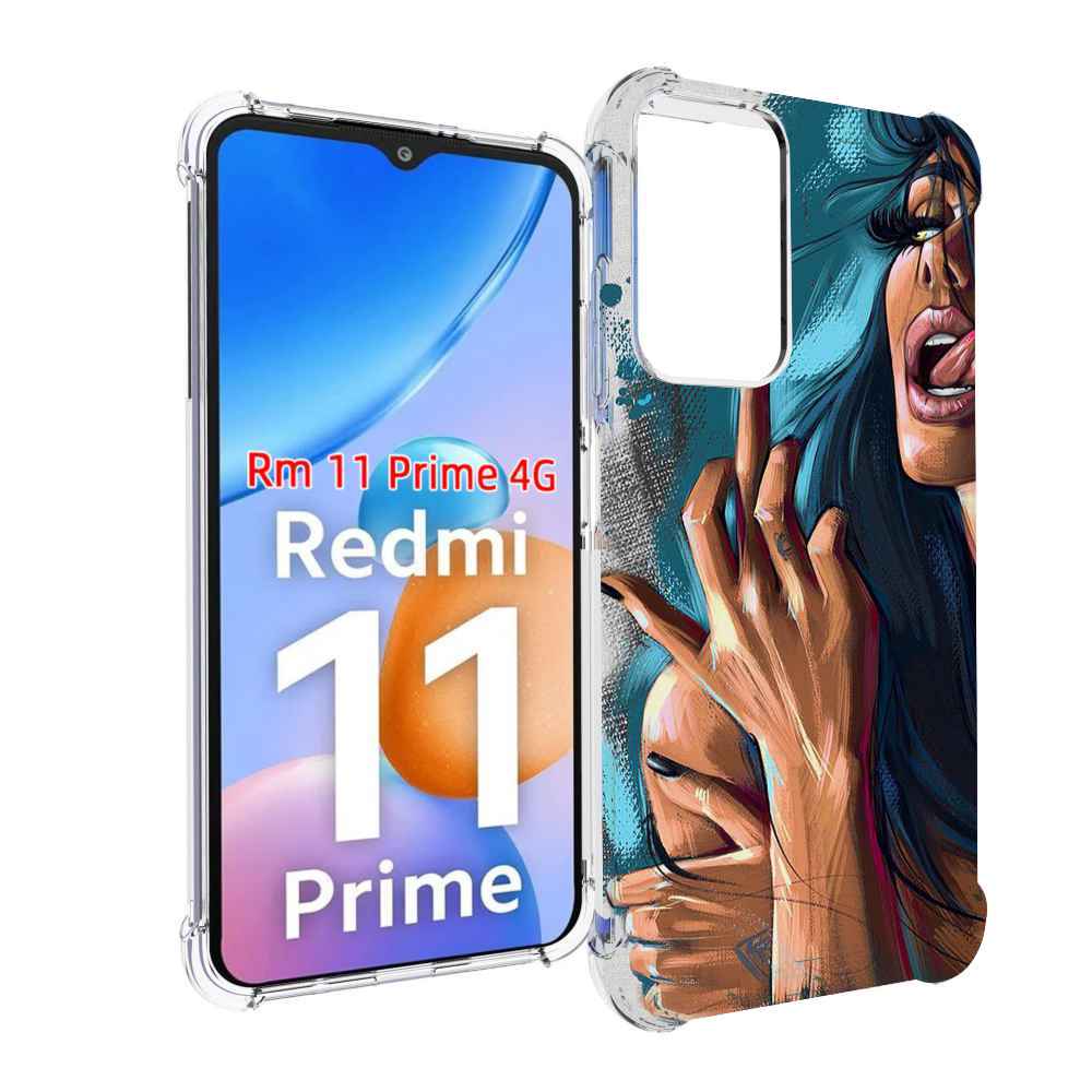 

Чехол MyPads Девушка-нарисованная-дерзкая женский для Xiaomi Redmi 11 Prime 4G, Прозрачный, Tocco