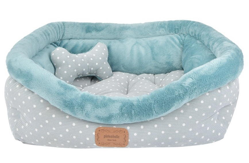 

Лежанка для кошки, собаки Pinkaholic плюш, хлопок 50x51x17см голубой, PINKAHOLIC Лежак для собак с косточкой "Desarae", голубой, 51х50х17см (Южная Корея)