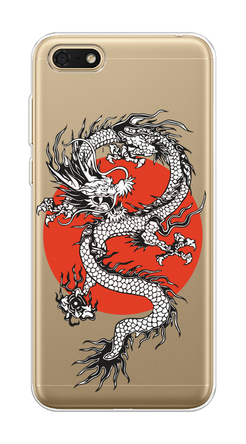 

Чехол на Honor 7A/7A Prime/Y5 Prime 2018/Y5 2018 "Восходящий дракон", Белый;черный;красный, 65950-1