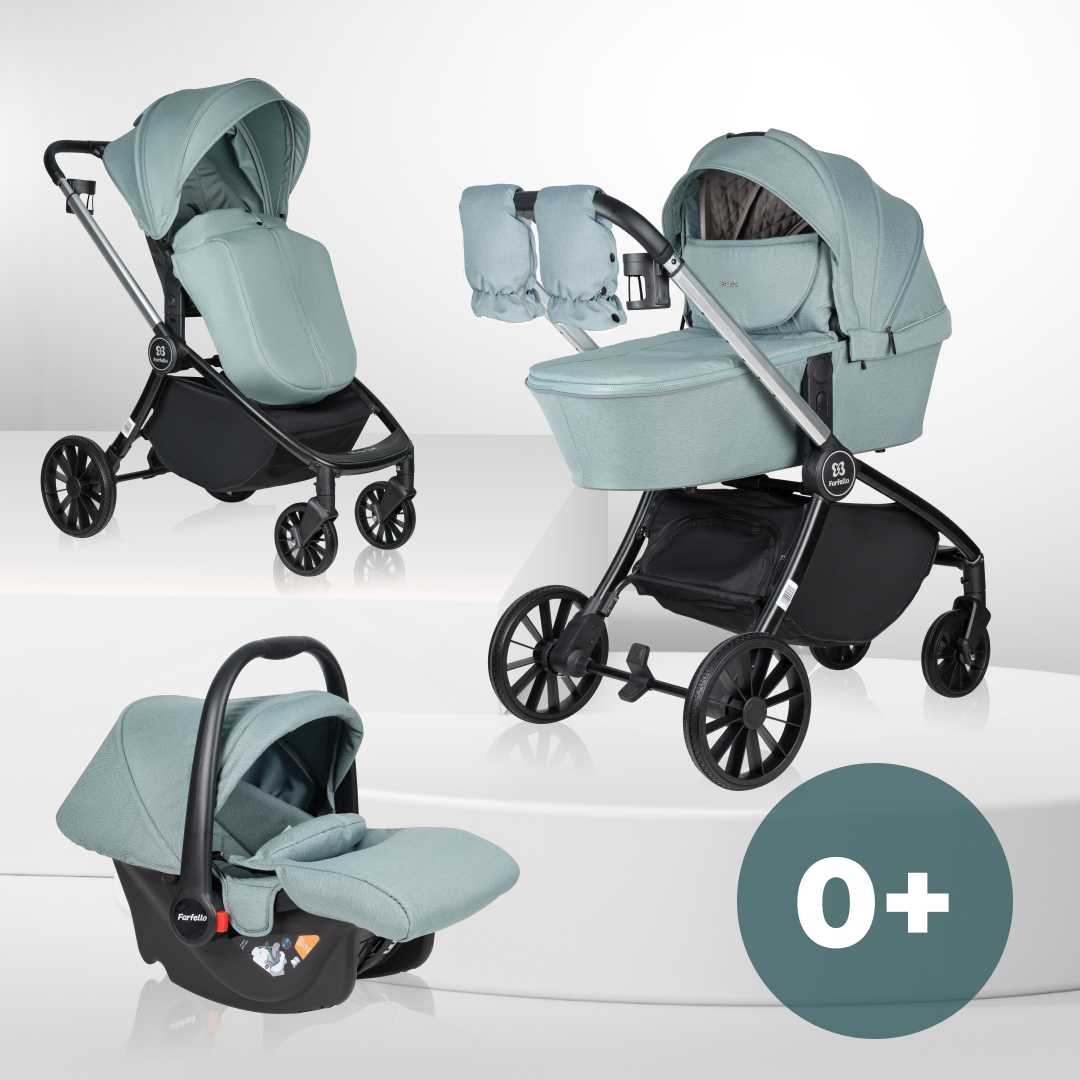 Коляска модульная 3 в 1 Farfello Baby Shell с рождения до 3 лет цвет мятный BBS-006 чехол клип кейс pero софт тач для samsung a32 мятный