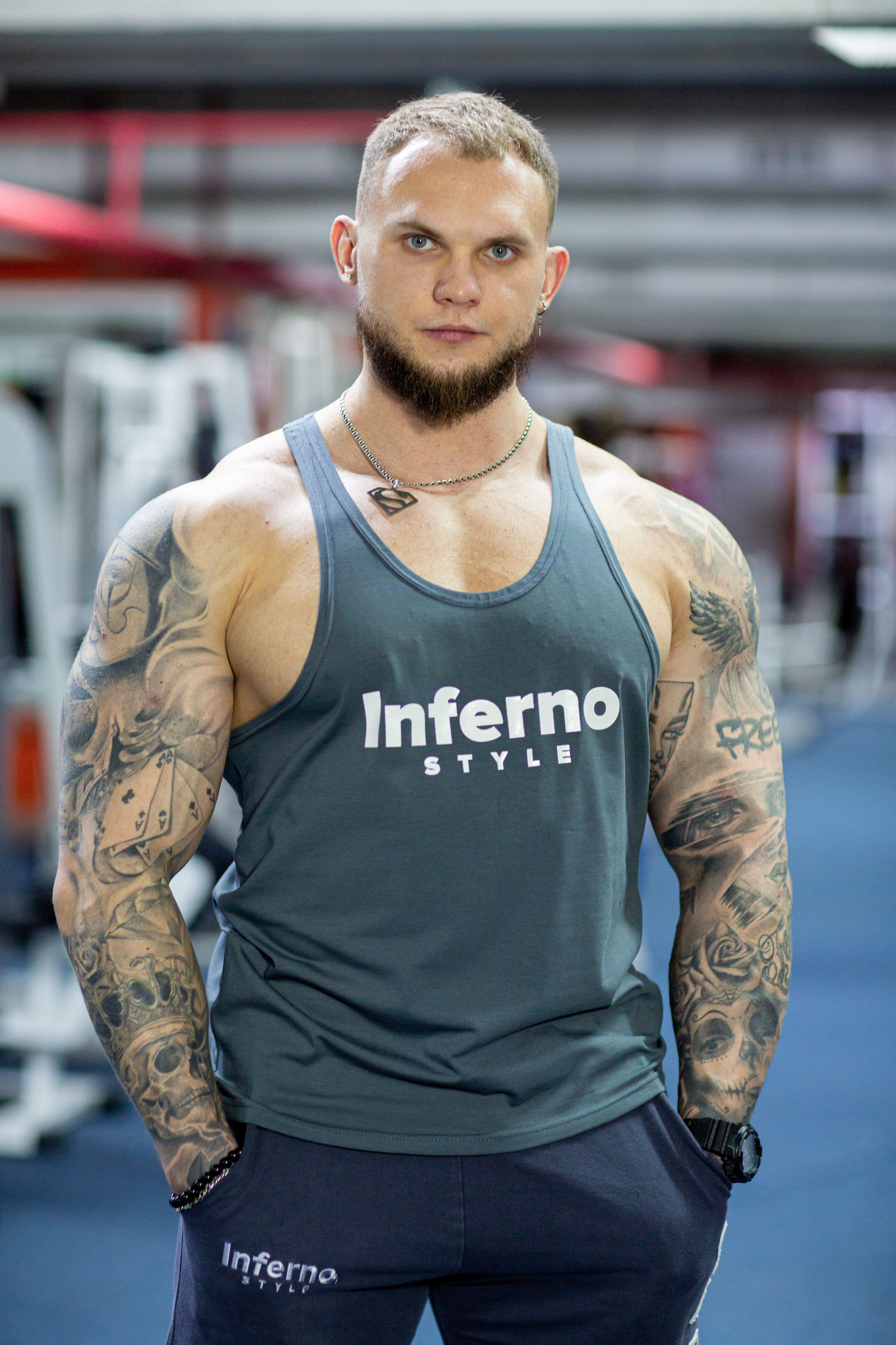

Майка мужская INFERNO style М-008-001 серая L, Серый, М-008-001