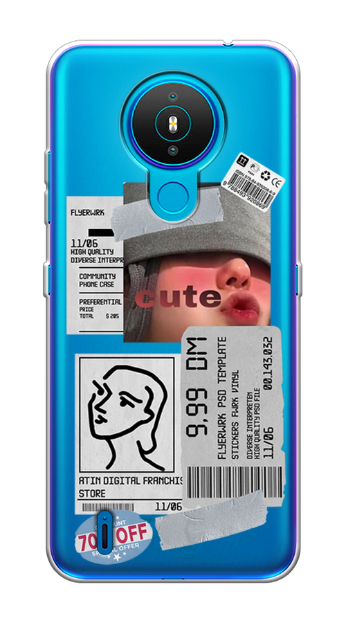 

Чехол на Nokia 1.4 "Cute girl collage", Розовый;серый;голубой, 124550-6