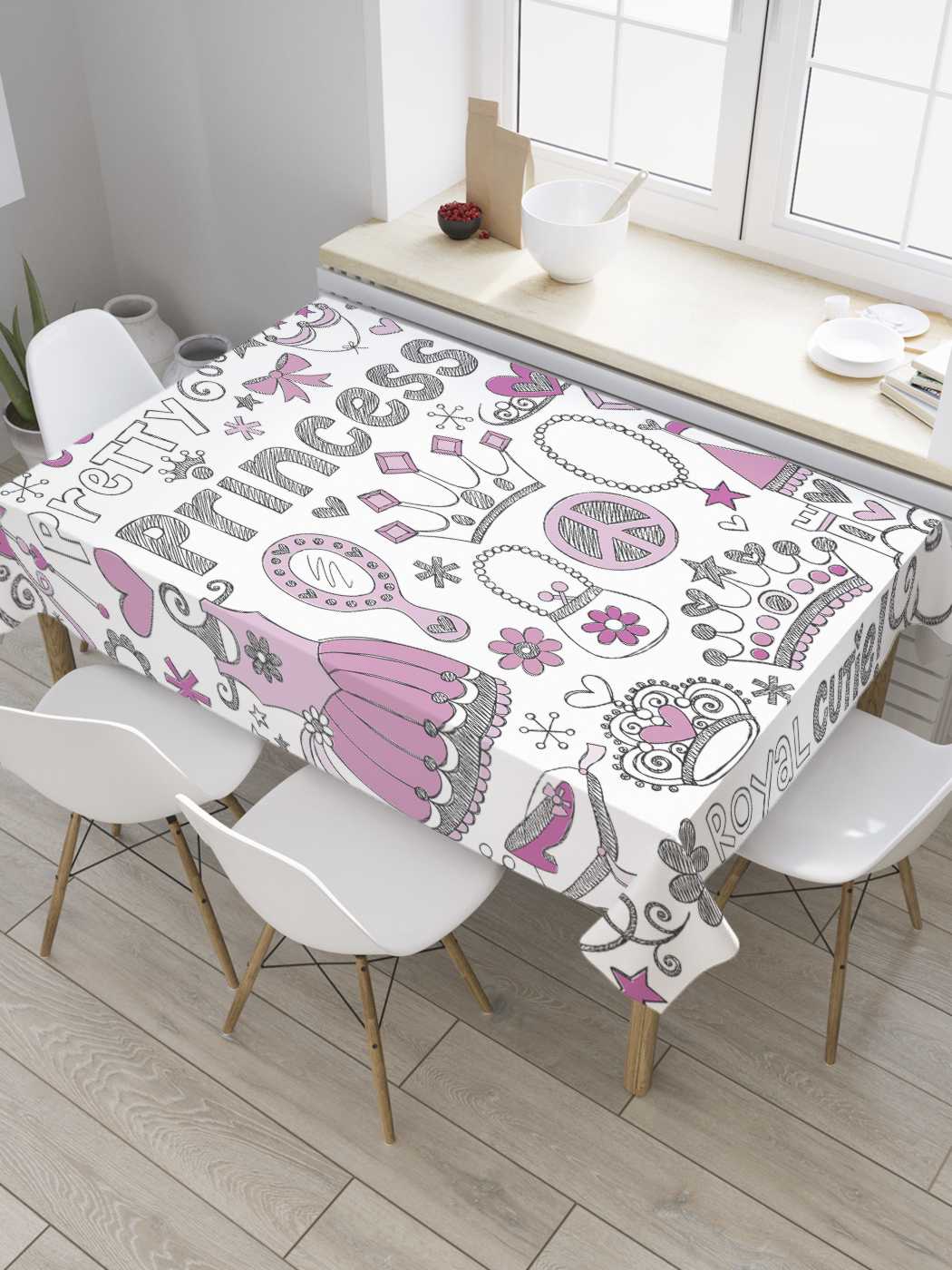 

Скатерть прямоугольная JoyArty "Милая принцесса" из оксфорда, 120x145 см, Зеленый, Милая принцесса