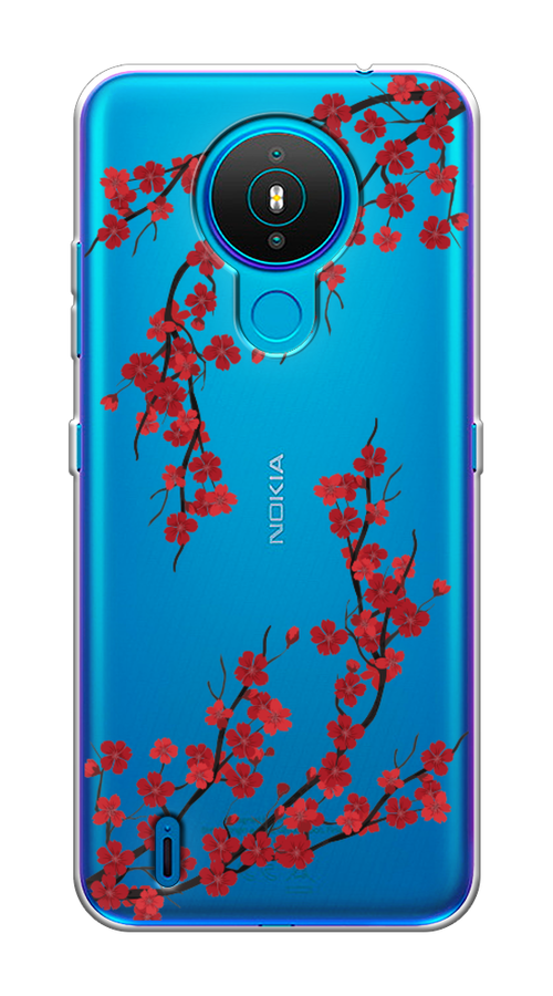 

Чехол на Nokia 1.4 "Красная сакура", Красный;черный, 124550-2