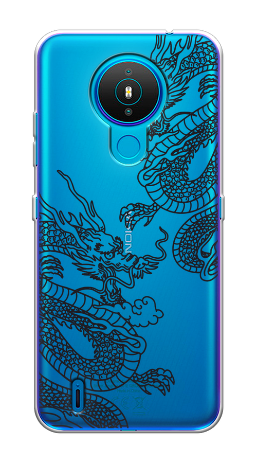 

Чехол на Nokia 1.4 "Два китайских дракона", Серый;черный, 124550-1