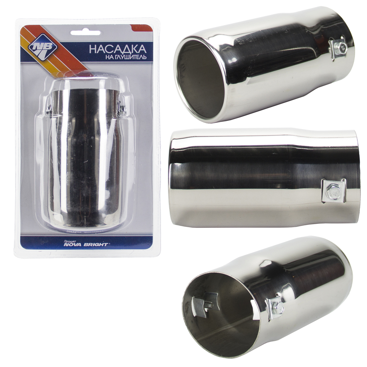 

Насадка на глушитель хром Nova 65 мм в блистере