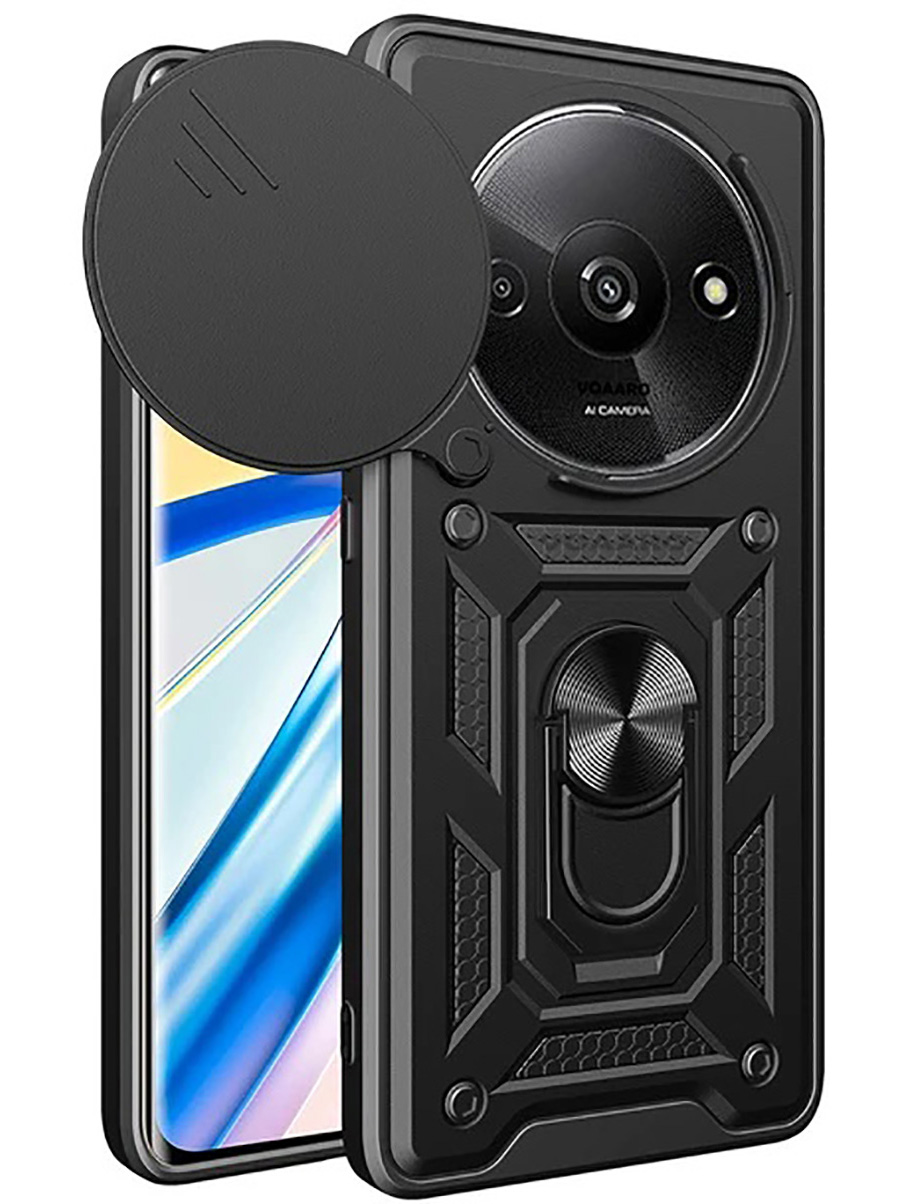

Противоударный чехол на Xiaomi Redmi A3 с защитой камеры, Черный, 780484013