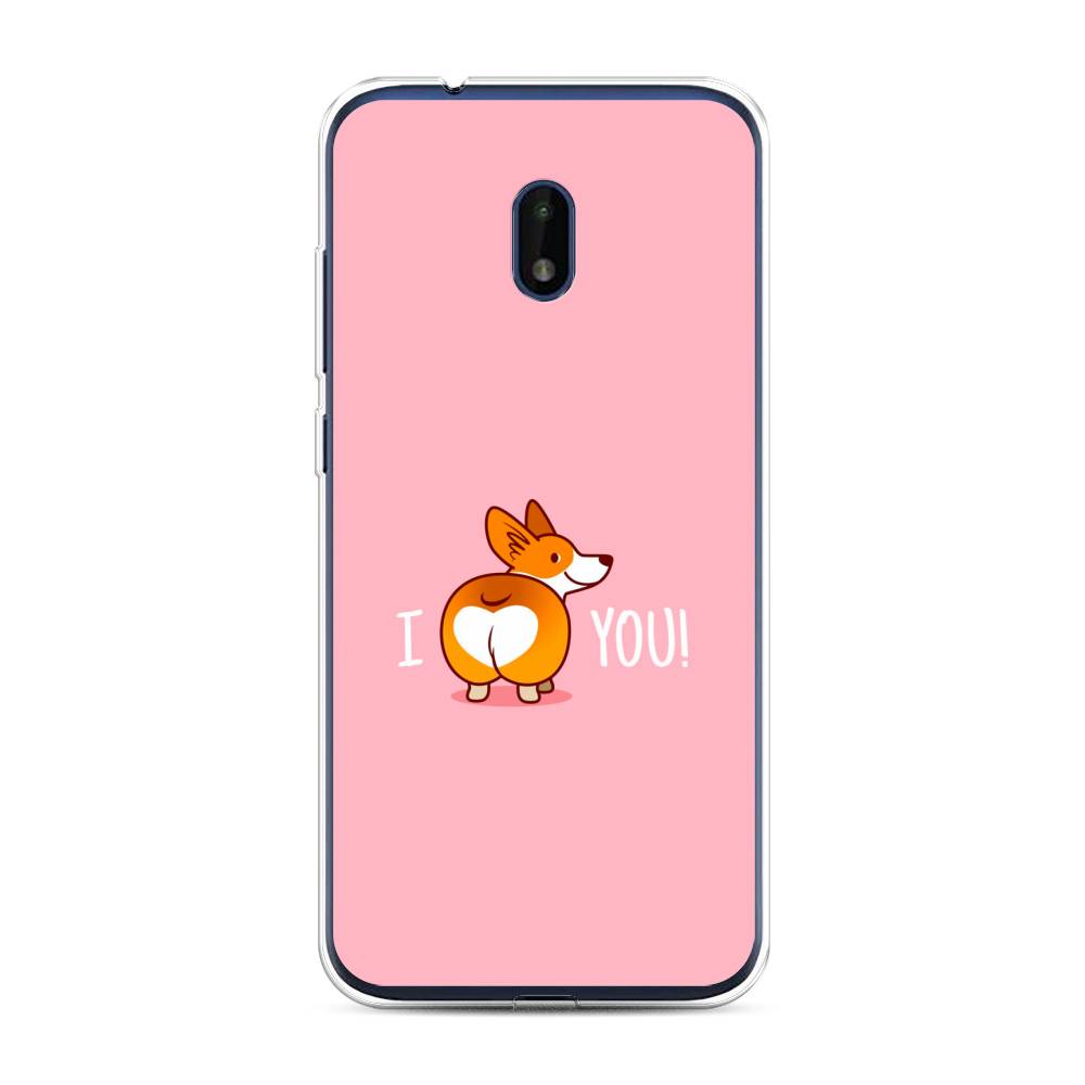 

Чехол на Nokia C1 Plus "Корги I love you", Розовый;коричневый;белый, 124650-1