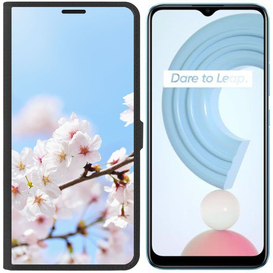 

Чехол-книжка Krutoff Eco Book для Realme C21 Цветение (черный)