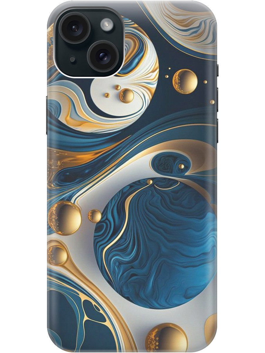 

Силиконовый чехол на Apple iPhone 15 Plus с рисунком "Сине-золотые фигуры" прозрачный, Желтый;синий, 20000005