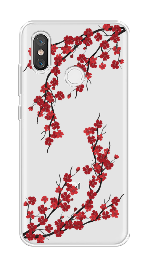 

Чехол на Xiaomi Mi 8 "Красная сакура", Красный;черный, 33550-2