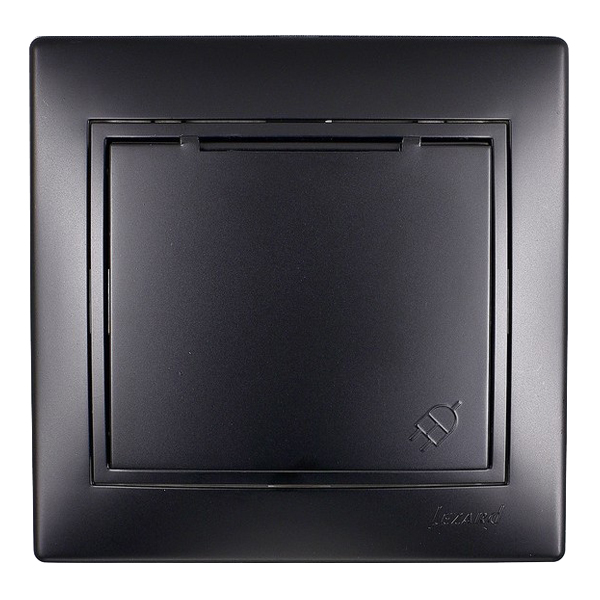 

Розетка с рамкой Lezard MIRA 701-4242-123 черный бархат с заземлением с крышкой