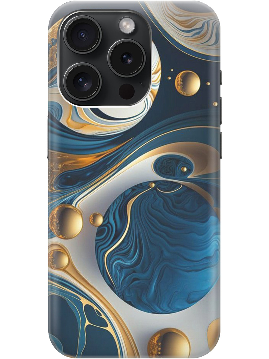 

Силиконовый чехол на Apple iPhone 15 Pro с рисунком "Сине-золотые фигуры" прозрачный, Желтый;синий, 20000009