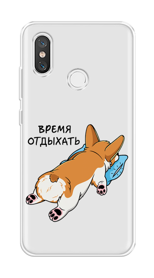 

Чехол на Xiaomi Mi 8 "Корги отдыхает", Черный;коричневый;голубой, 33550-1