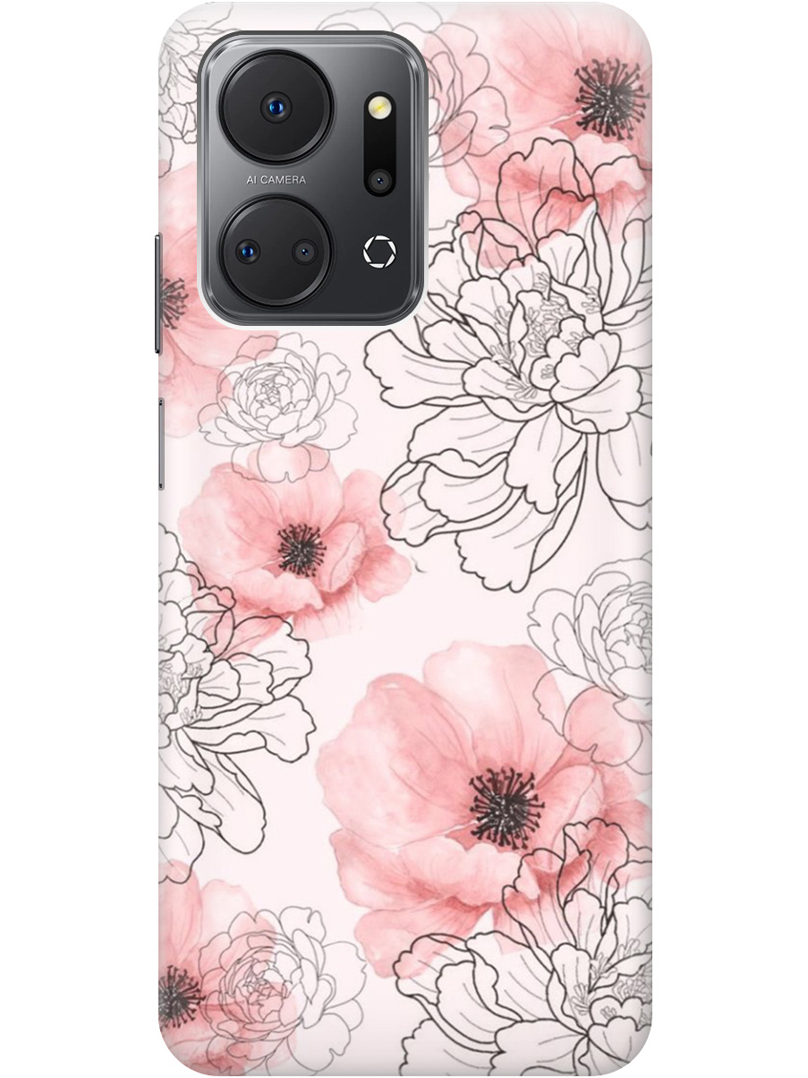 

Силиконовый чехол на Honor X7a с рисунком "Нежно розовые цветы" прозрачный, Розовый, 20000896