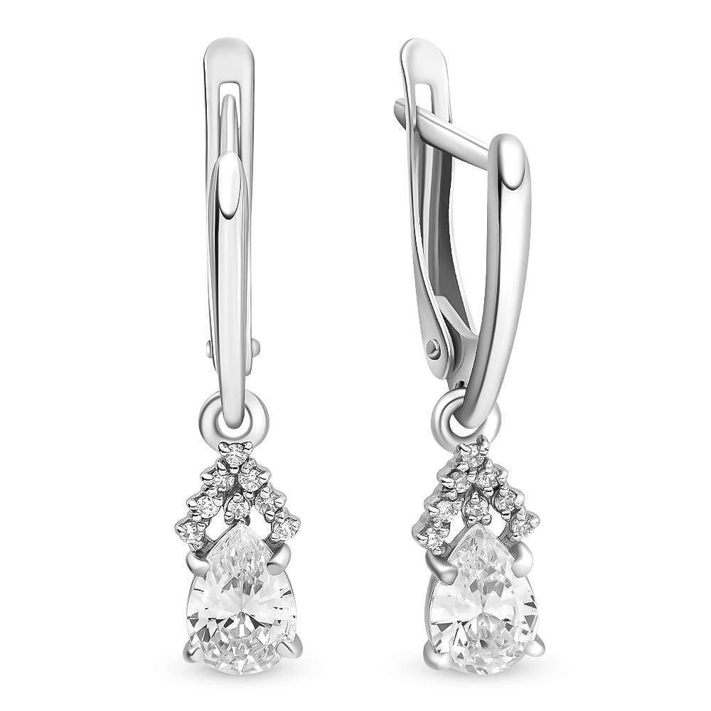 

Серьги подвески из серебра 585Gold 702005847, фианит/фианит, 702005847