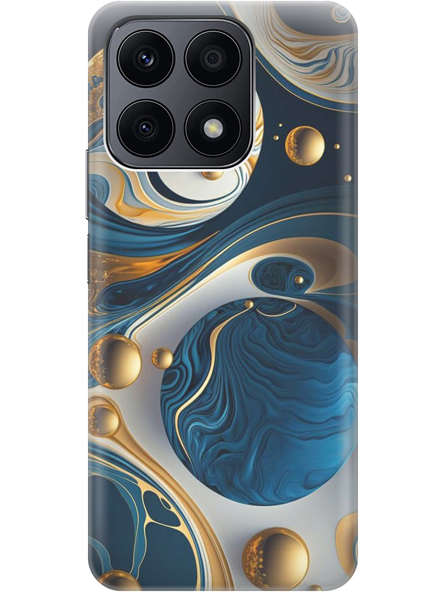 

Силиконовый чехол на Honor X8a с рисунком "Сине-золотые фигуры" прозрачный, Желтый;синий, 20001159