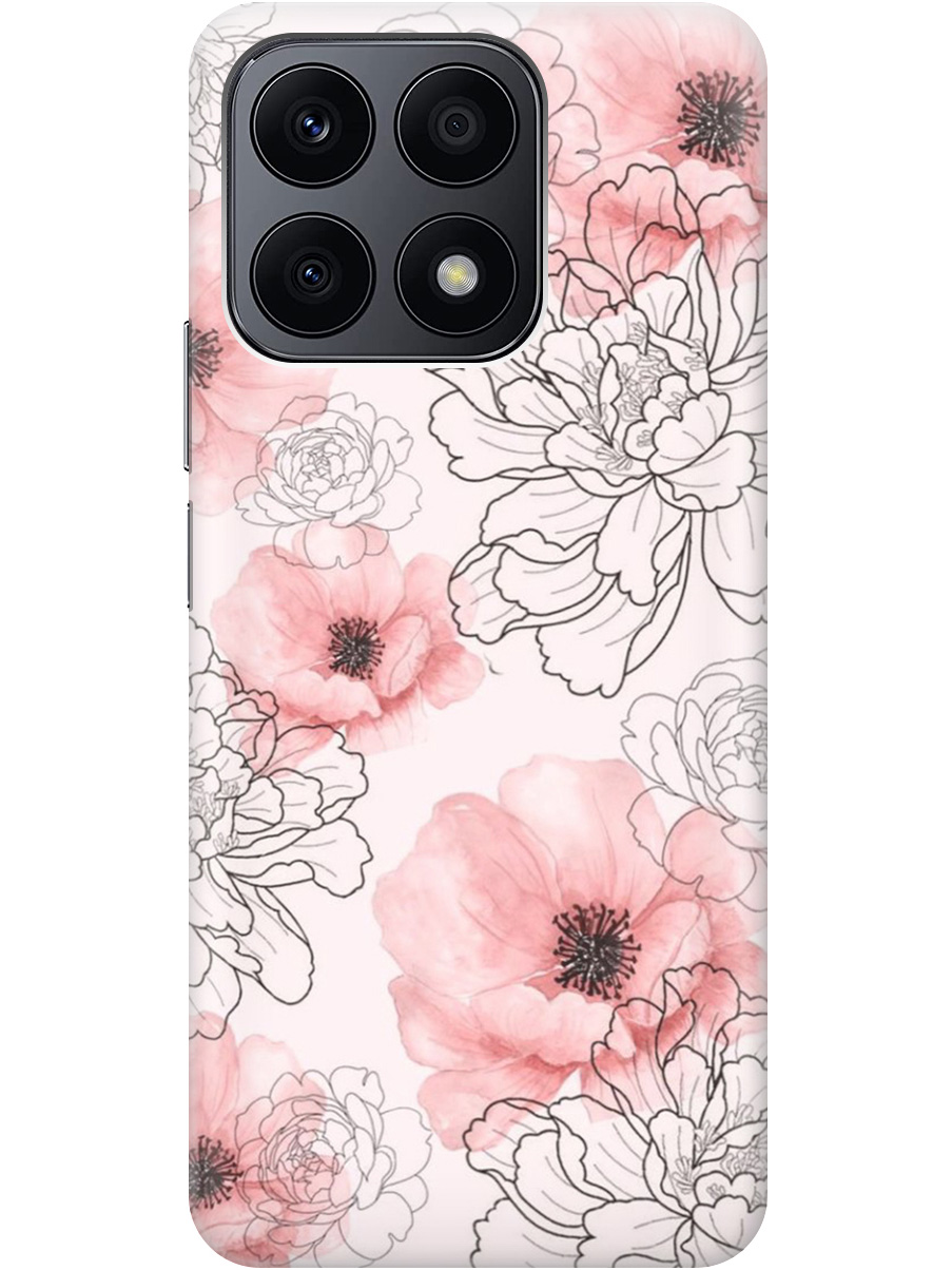 

Силиконовый чехол на Honor X8a с рисунком "Нежно розовые цветы" прозрачный, Розовый, 20001159