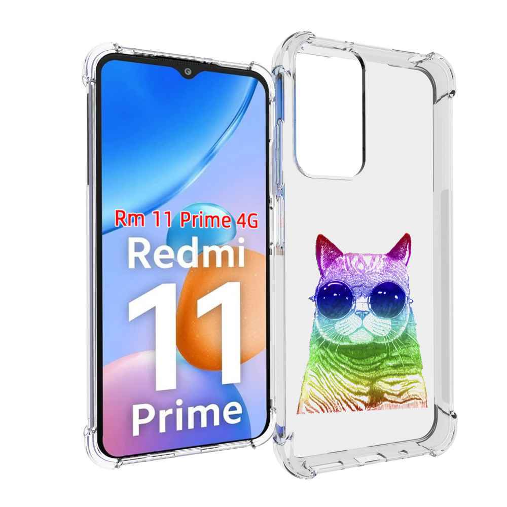 

Чехол MyPads Кот в очках для Xiaomi Redmi 11 Prime 4G, Прозрачный, Tocco