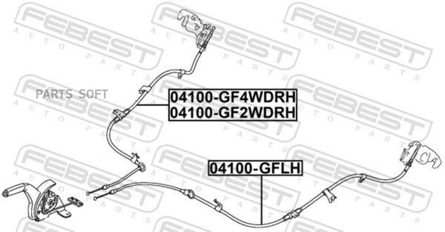 

Трос Ручного Тормоза Левый FEBEST 04100gflh
