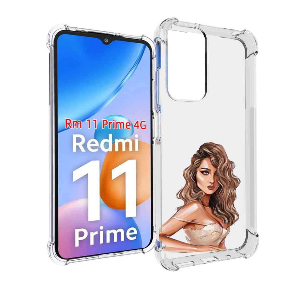 

Чехол MyPads Кудрявая-девушка женский для Xiaomi Redmi 11 Prime 4G, Прозрачный, Tocco