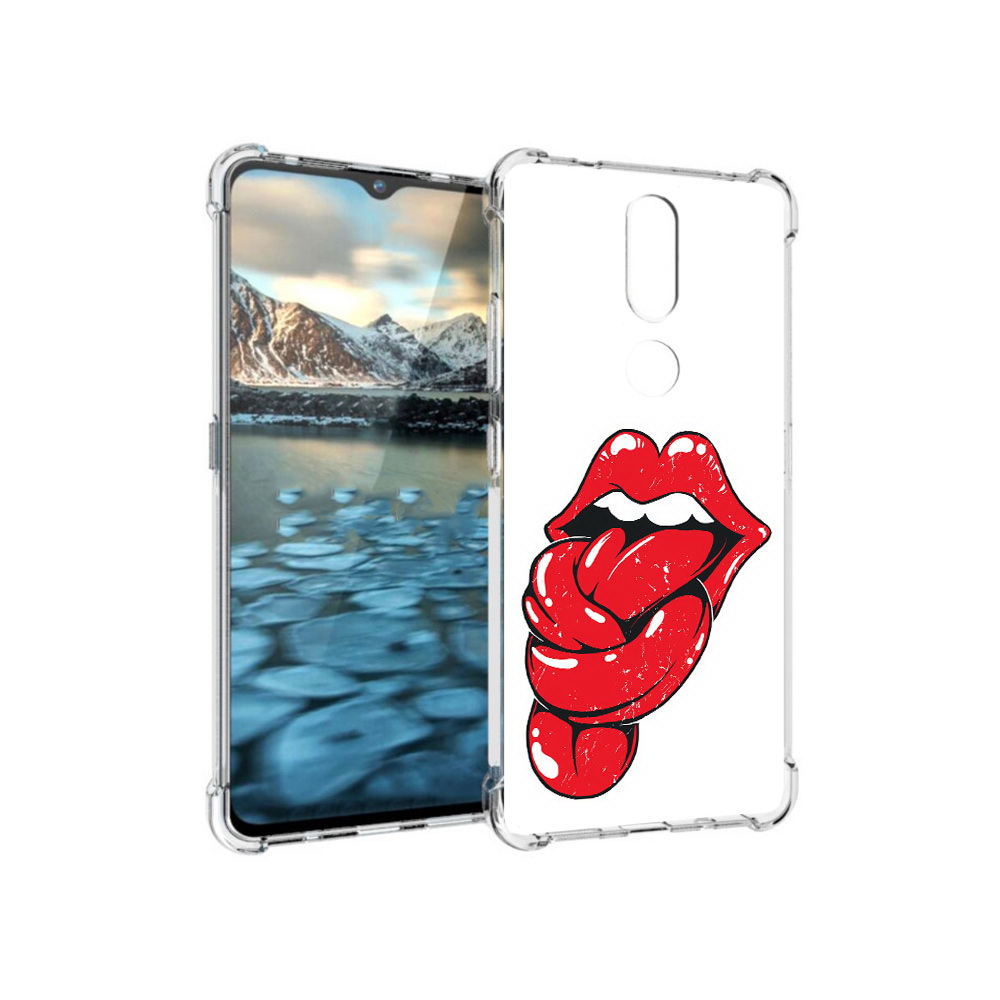 

Чехол MyPads Tocco для Nokia 2.4 яркие губы с языком (PT227049.107.705), Прозрачный, Tocco