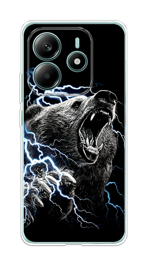 

Чехол на Xiaomi Redmi Note 14 4G "Гроза и медведь", Черный;серый;серебристый, 324150-1