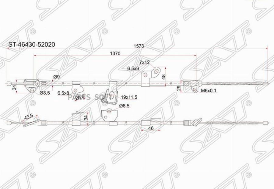 

Трос Ручника Ty Vitz/Platz, Ncp1#/Scp1#,-Lh (Барабан) Sat арт. ST-46430-52020