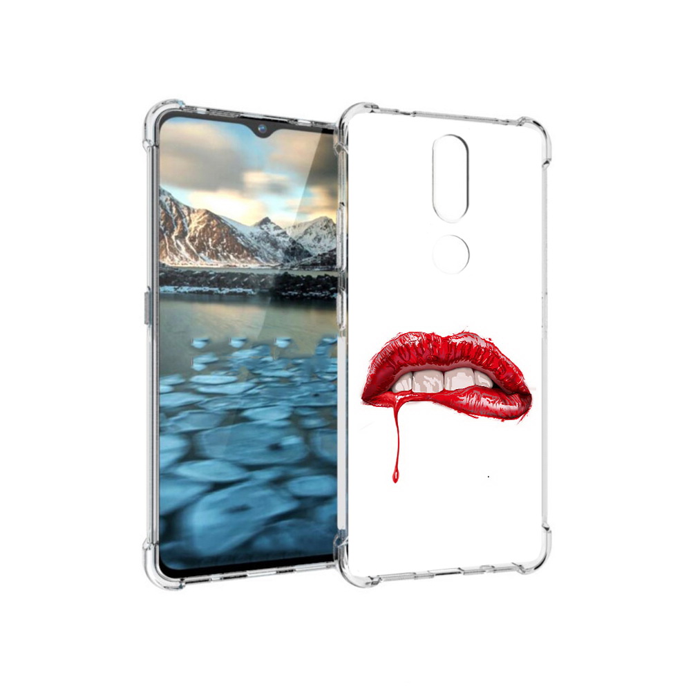 

Чехол MyPads Tocco для Nokia 2.4 яркие красные губы (PT227049.107.706), Прозрачный, Tocco