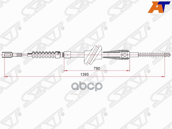 SAT ST-52-0044 Трос ручного тормоза AUDI 100 RH/LH 83-87 1шт