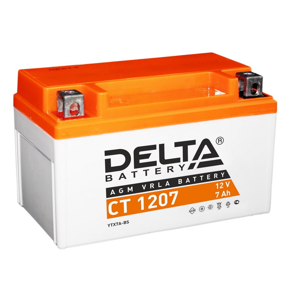 Аккумулятор DELTA Battery AGM 7 А/ч прямая L+ 150x86x94 EN105 А  CT 1207