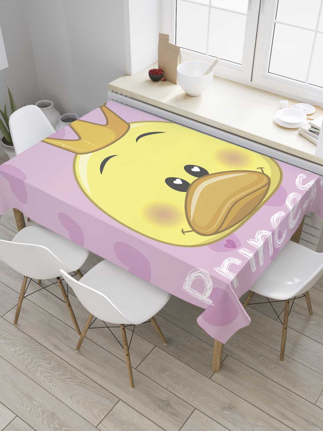

Скатерть прямоугольная JoyArty "Королевская уточка" из оксфорда, 120x145 см, Розовый, Королевская уточка
