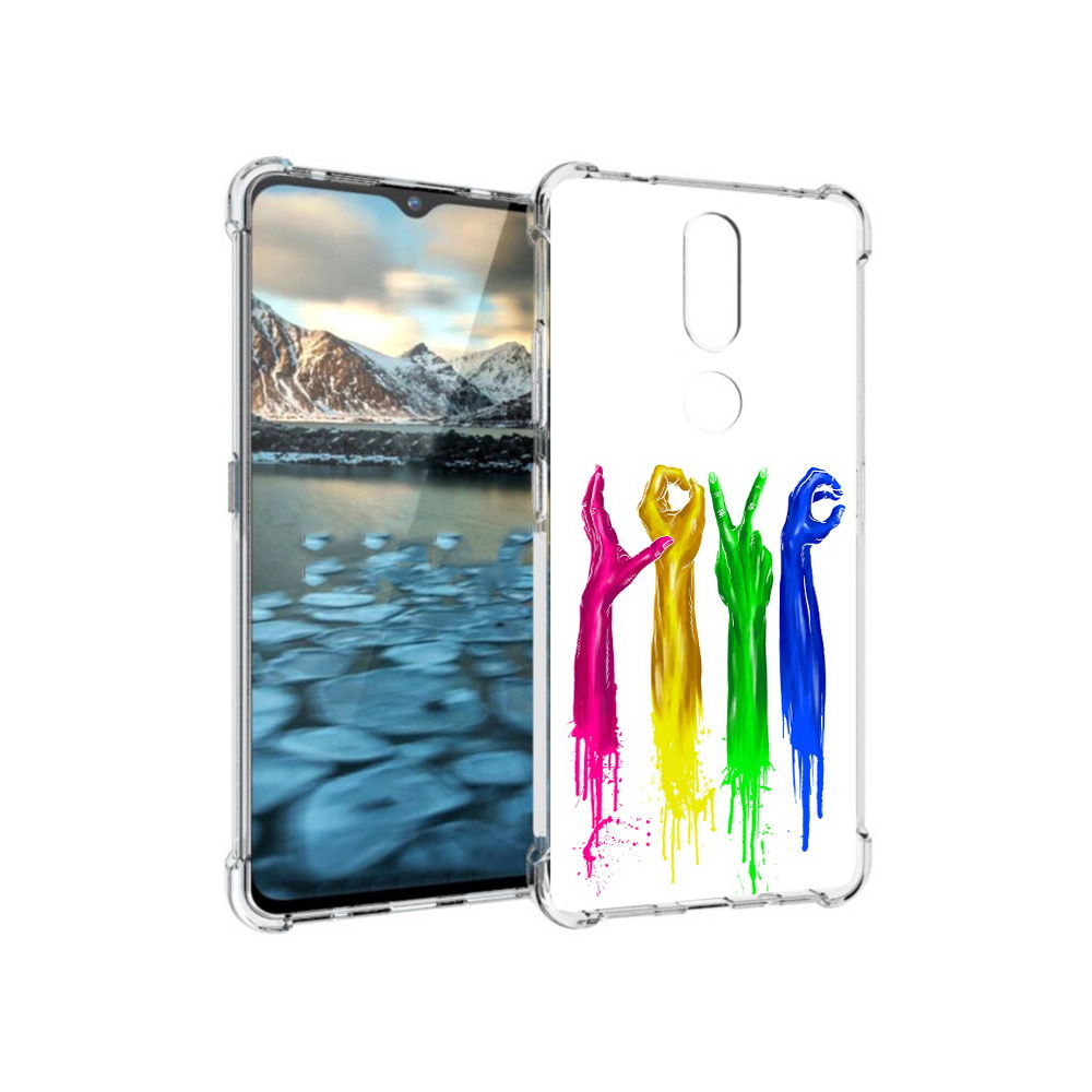 

Чехол MyPads Tocco для Nokia 2.4 яркие руки love (PT227049.107.707), Прозрачный, Tocco