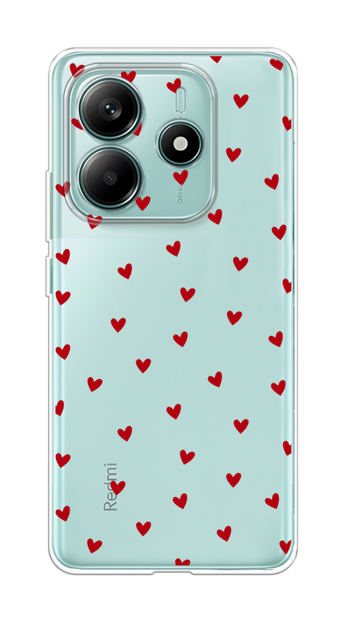 

Чехол на Xiaomi Redmi Note 14 4G "Red hearts", Красный;прозрачный, 324150-1