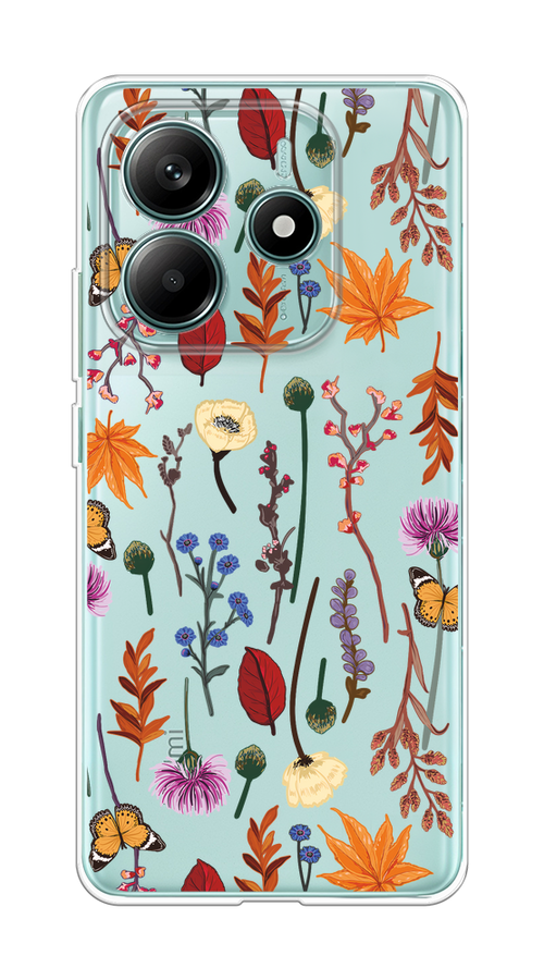 

Чехол на Xiaomi Redmi Note 14 4G "Orange Purple flowers", Оранжевый;красный;розовый;желтый;прозрачный, 324150-1