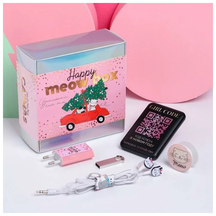 

Набор с электроникой Happy meow box, 14 х 14 см, Серебрянный