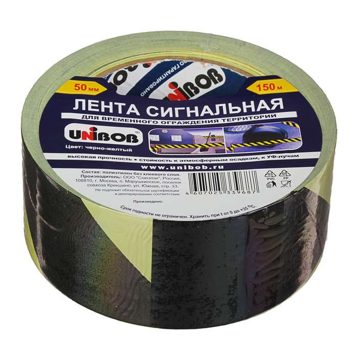 

Лента сигнальная Unibob 50мм х 150м желто-черная
