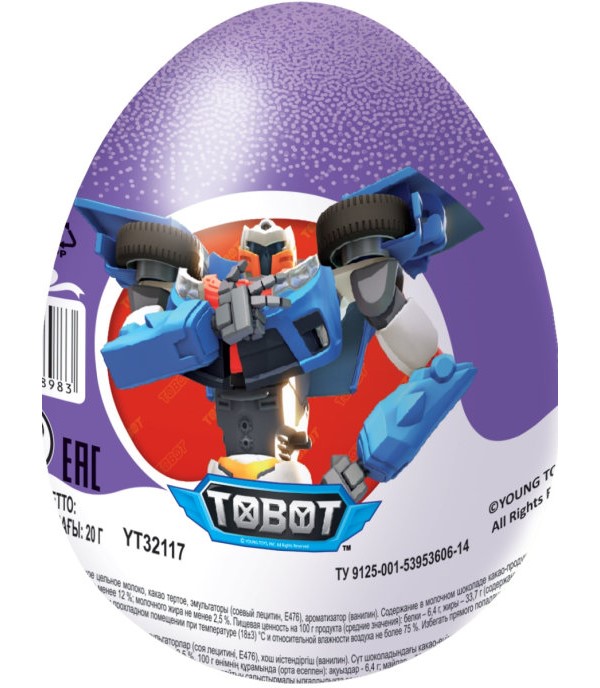 

Шоколадное яйцо Шоки Токи Tobot 20 г