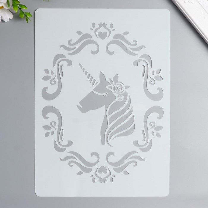

Трафарет пластик "Единорог в рамке" 29,7х21 см
