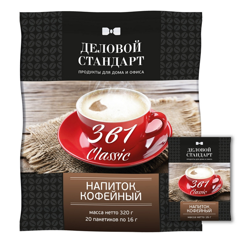 

Кофе растворимый Деловой Стандарт 3в1 16 г х 20 шт.