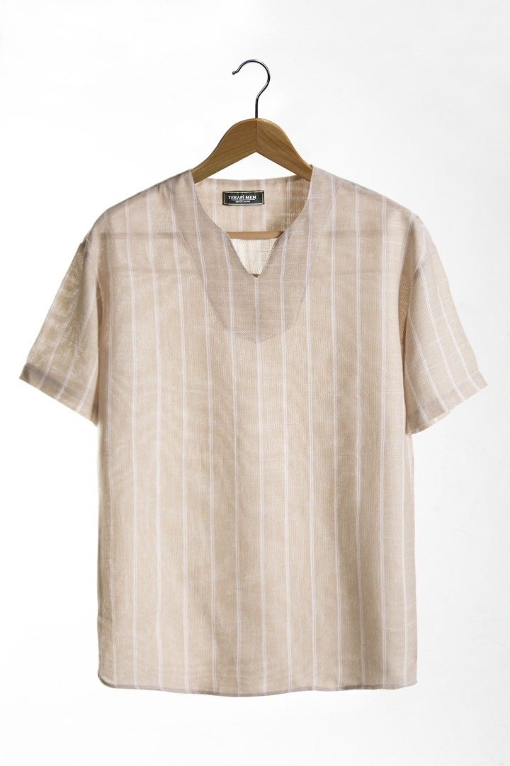 

Рубашка мужская Terapi Men 26181 бежевая 2XL (доставка из-за рубежа), 26181