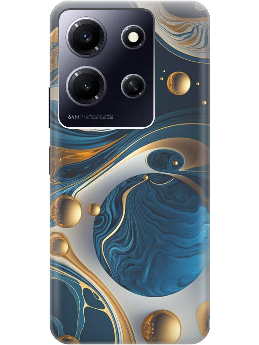 

Силиконовый чехол на Infinix Note 30i с рисунком "Сине-золотые фигуры" прозрачный, Желтый;синий, 20000069