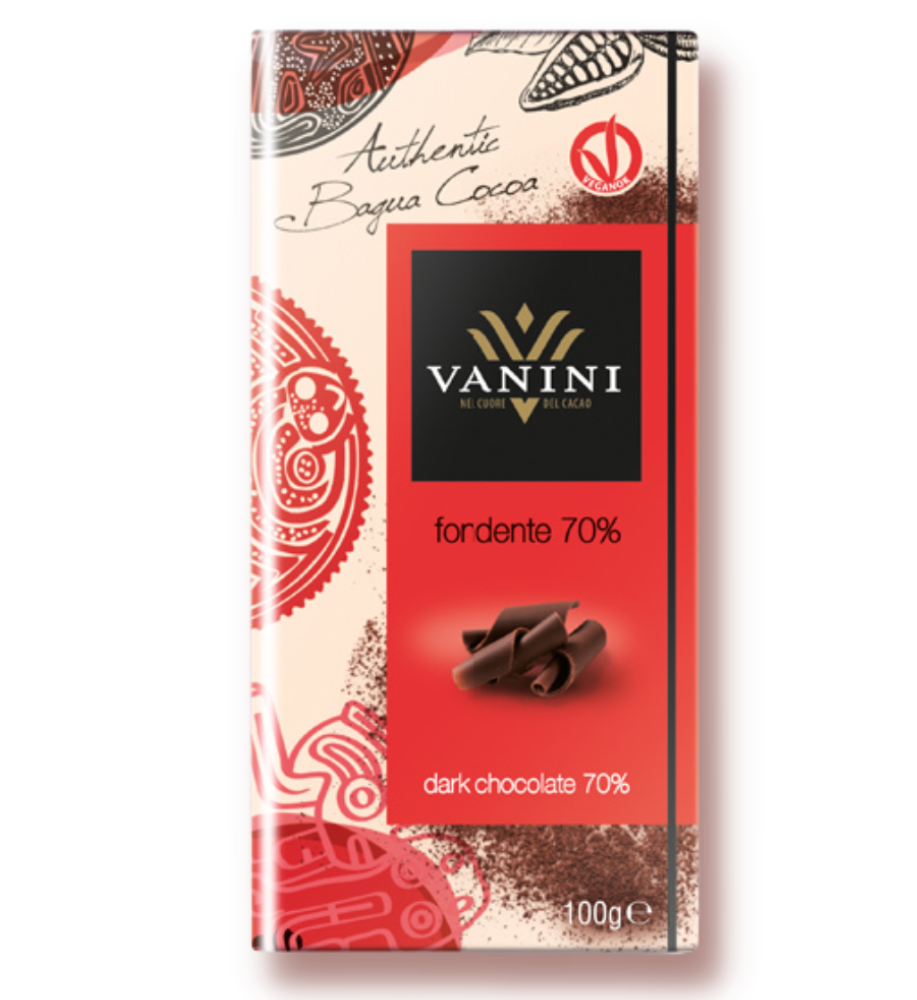 Темный шоколад Vanini 70% какао, без глютена, 100 г