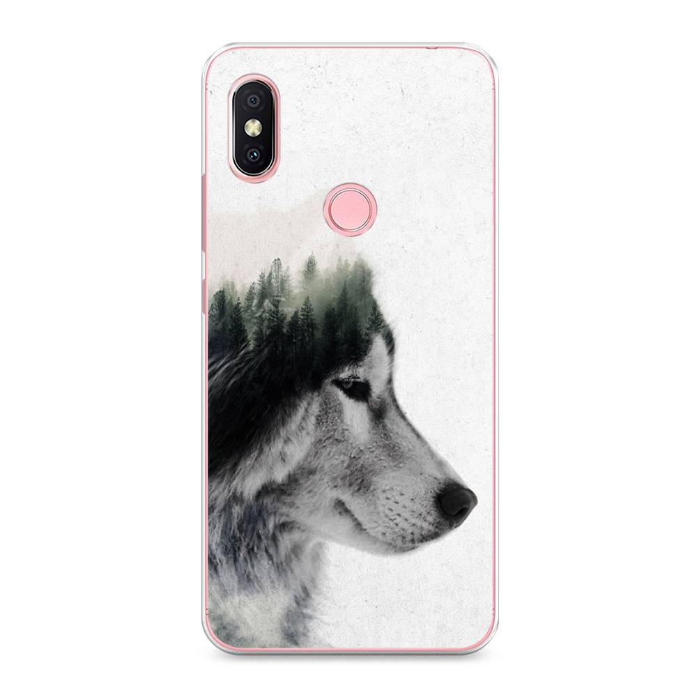 

Чехол на Xiaomi Redmi S2 (Redmi Y2) "Волк лес", Серый;белый, 33650-1