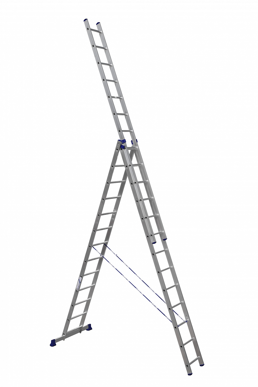 фото Трехсекционная лестница алюминиевая алюмет h3 5313 3x13 ступеней